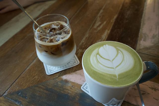 Iced latte and matcha latte